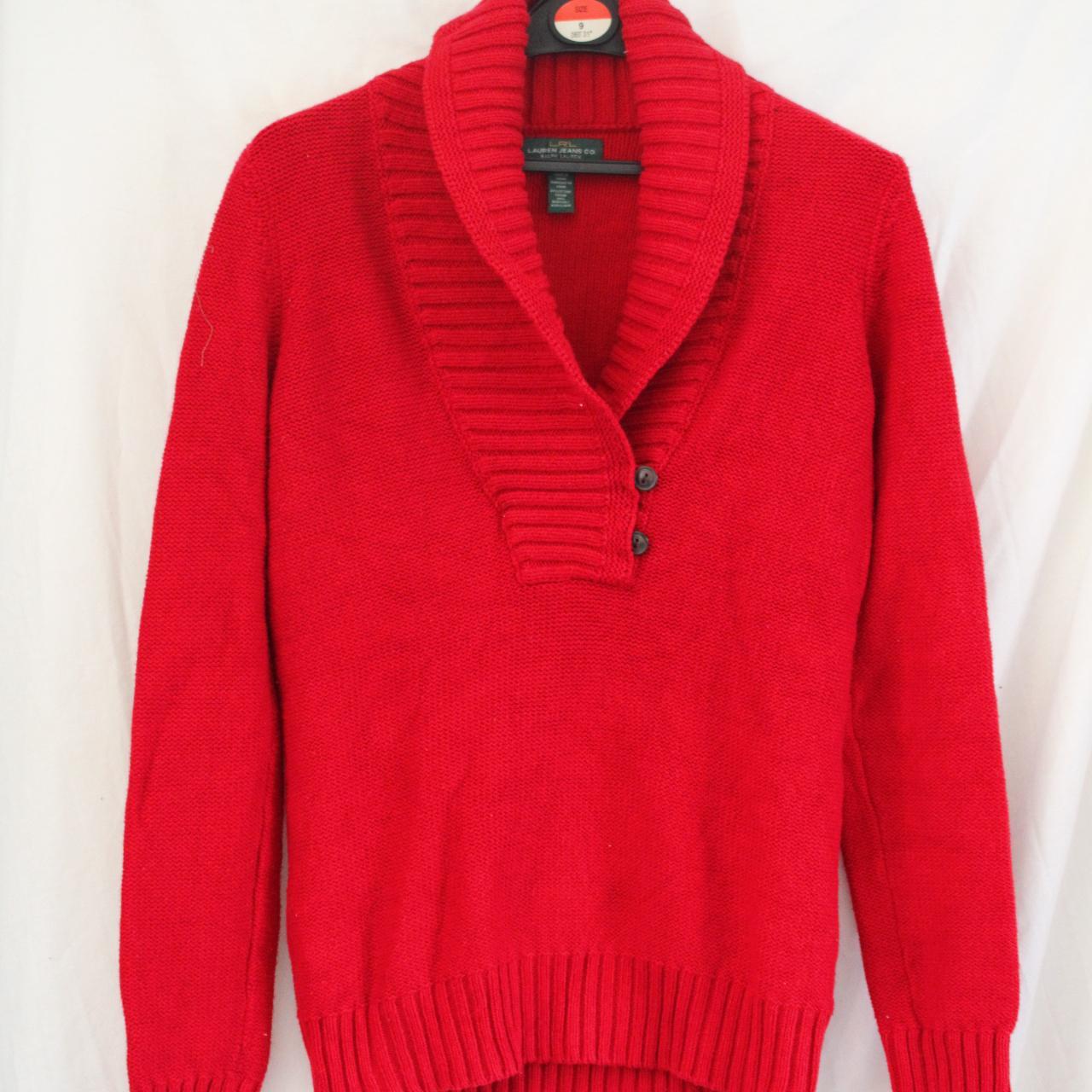 Ralph Lauren red cowl neck jumper (78) Size S ... - Depop