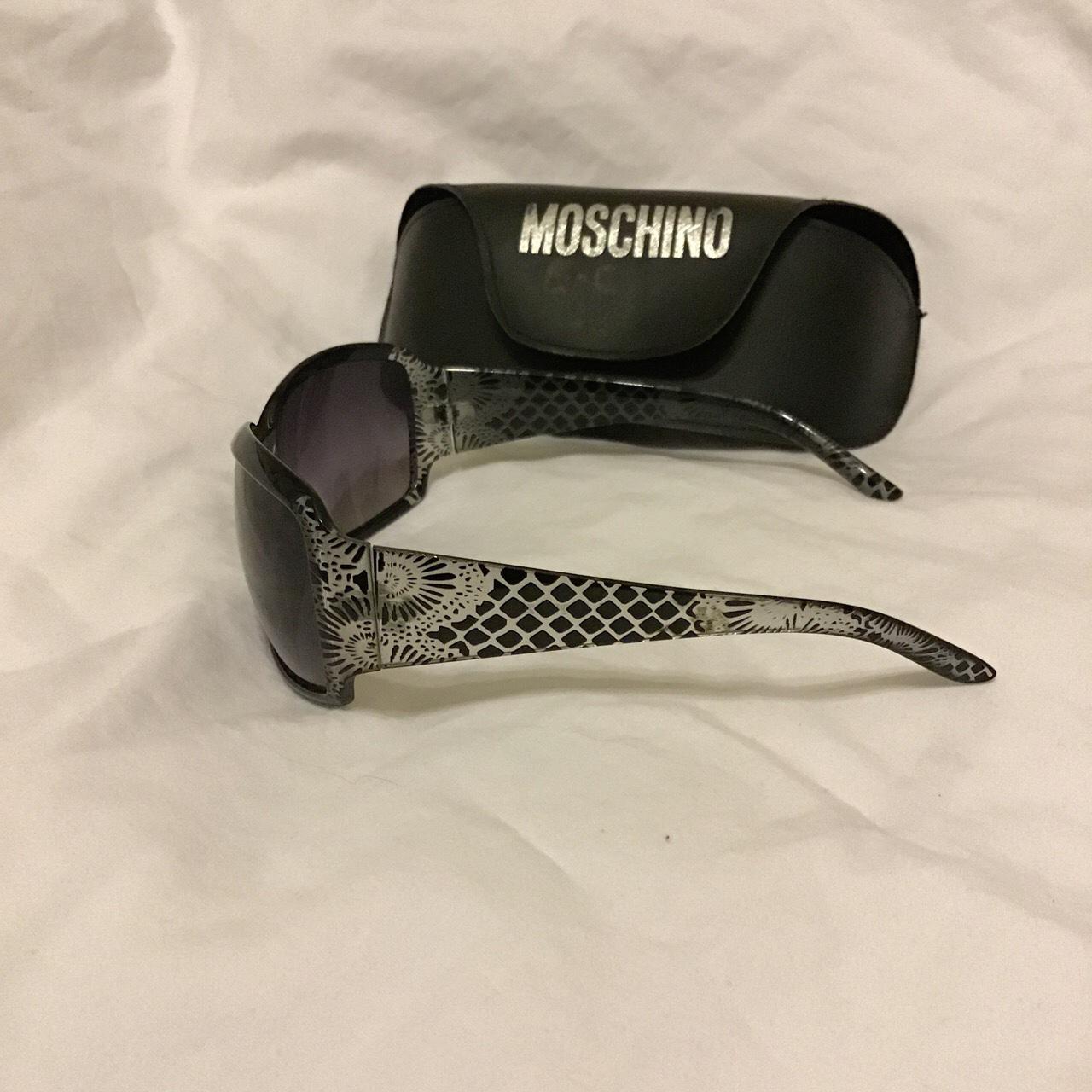 MOSCHINO SUNGLASSES. Black oval sunglasses with... Depop