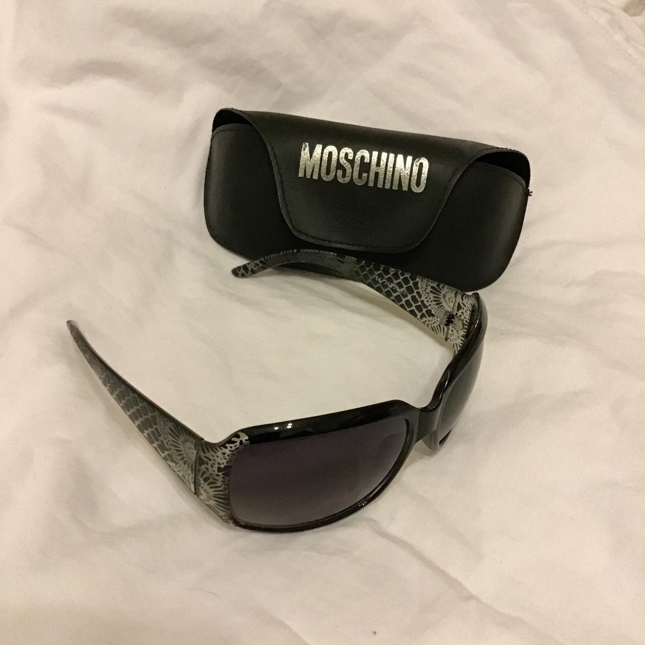 MOSCHINO SUNGLASSES. Black oval sunglasses with... Depop