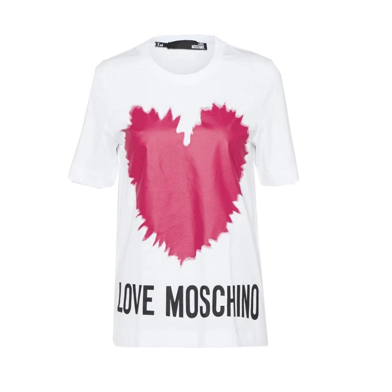 LOVE MOSCHINO white splash heart t-shirt, BRAND NEW... - Depop