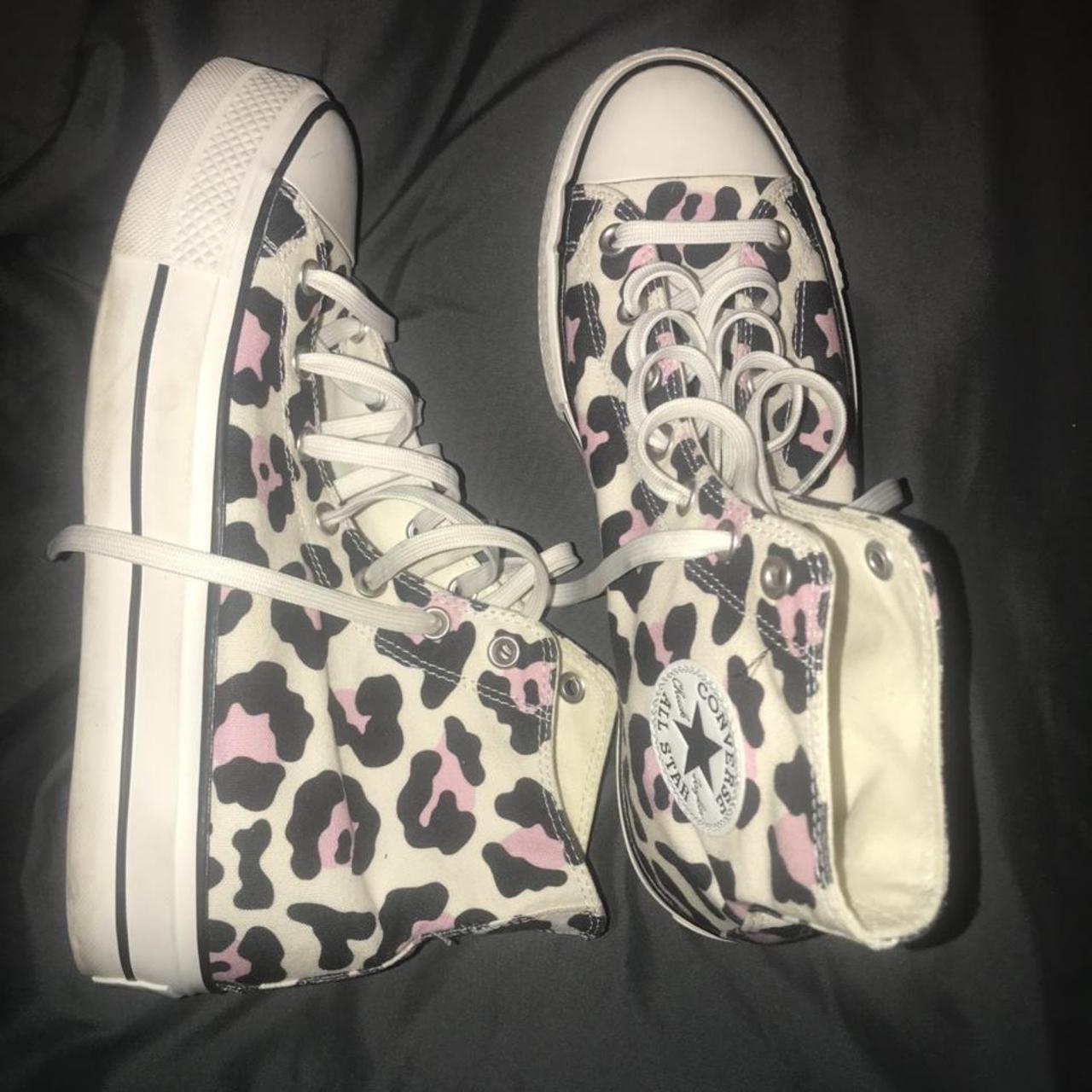 Platform converse Pink cheetah print size 11... Depop