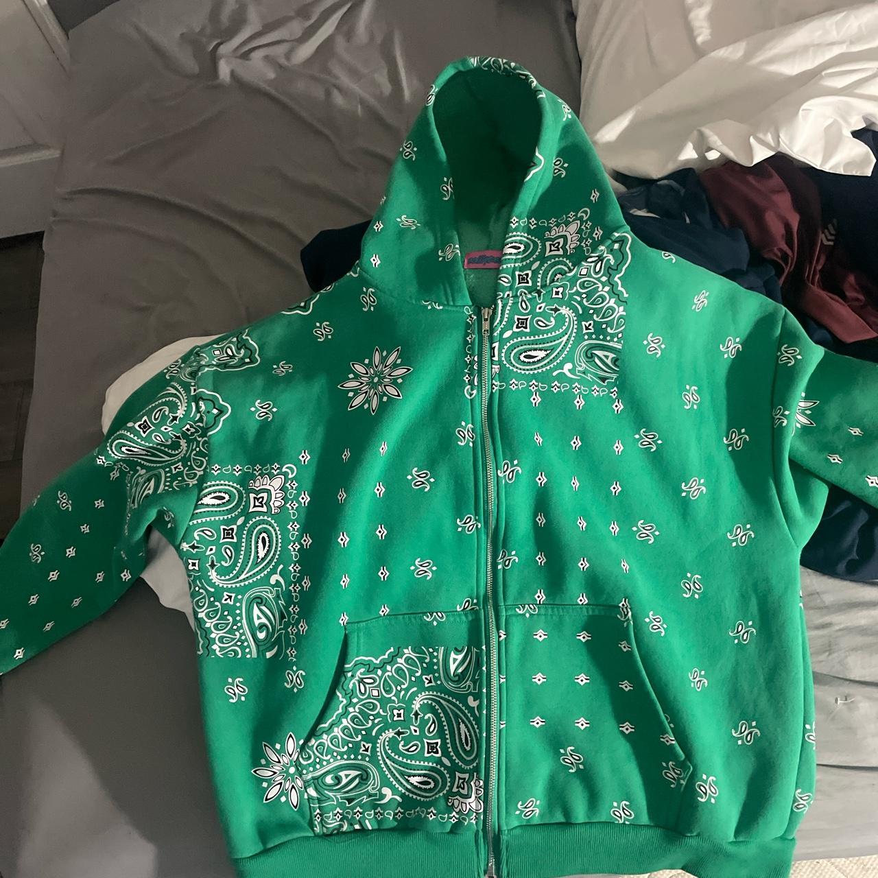 Green paisley zipup, like new wore it a couple... Depop