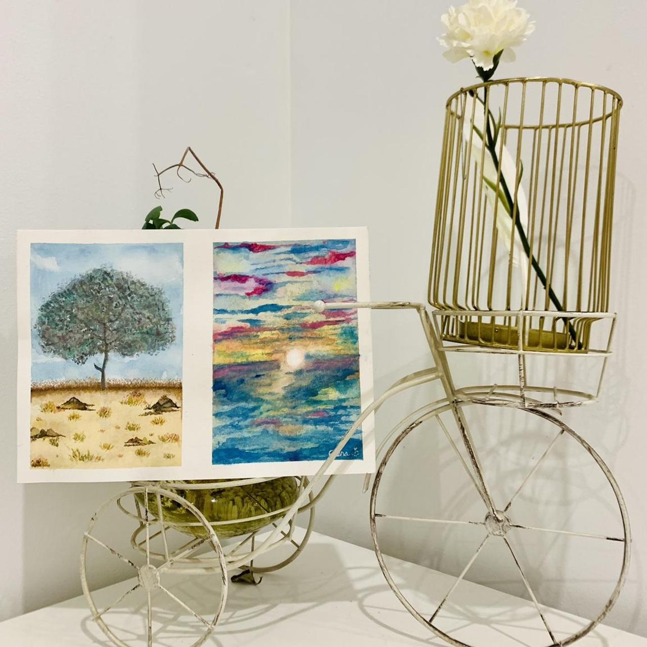 One of a kind, unframed watercolor paintings by... Depop