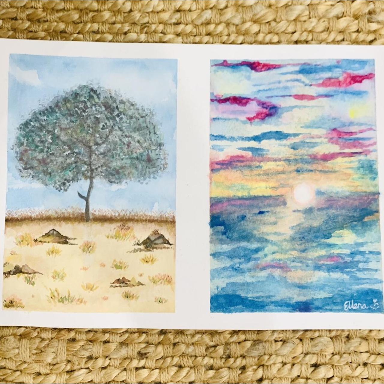 One of a kind, unframed watercolor paintings by... Depop