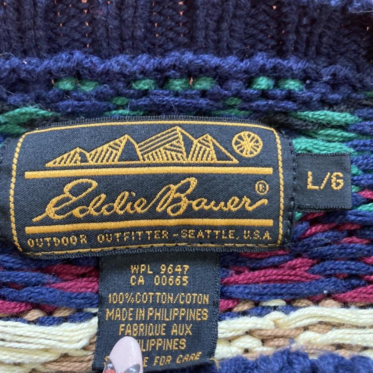 Vintage Eddie Bauer Oversized Grandpa Striped Knit... - Depop