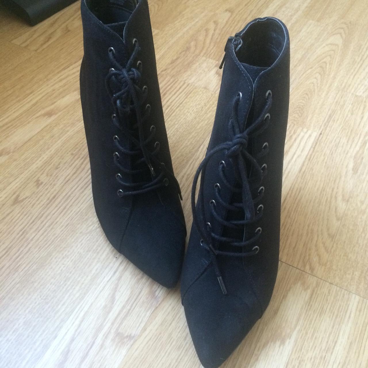 Primark faux suede lace up boot heels // size 6 //... Depop