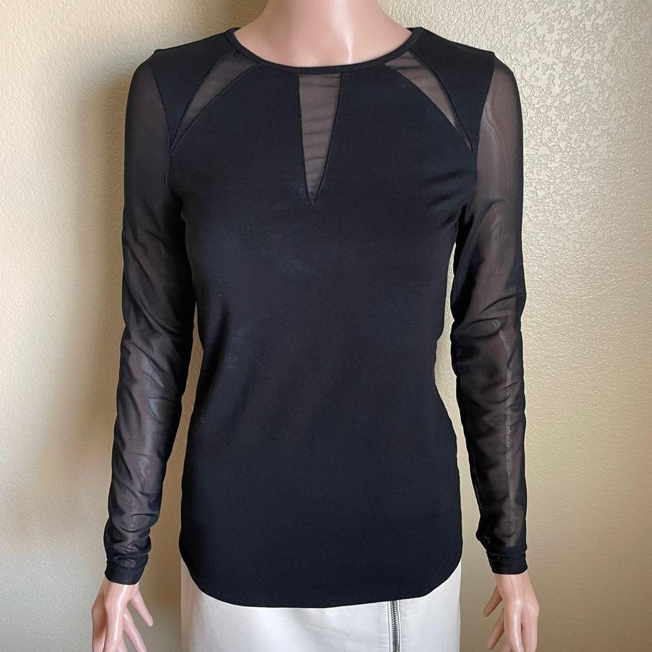 Long sleeve top By Cache Black Size small 3 triangle... - Depop