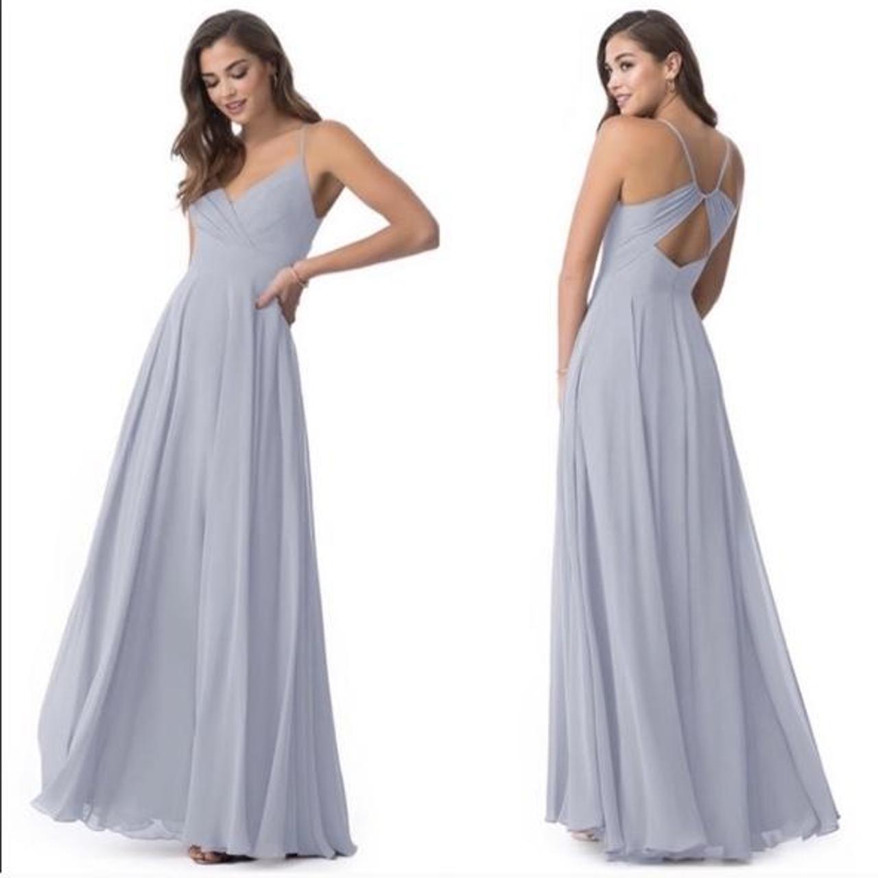 Azazie Avalina light blue chiffon v-neck maxi... - Depop