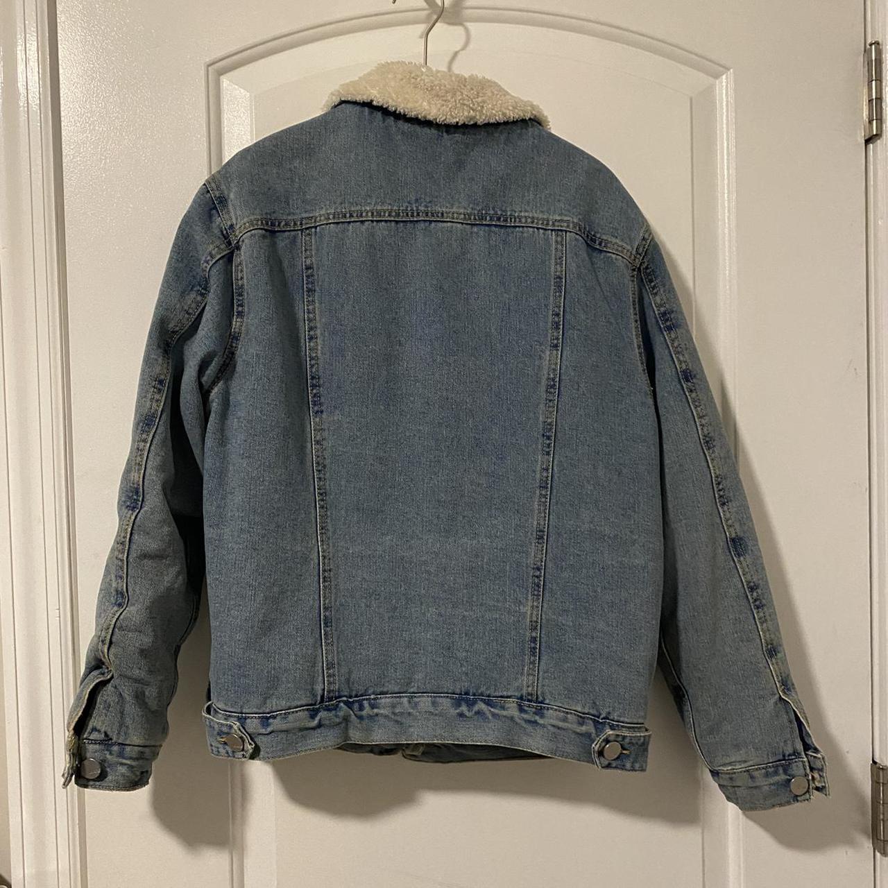 sherpa lined denim jacket super cute and warm would... - Depop