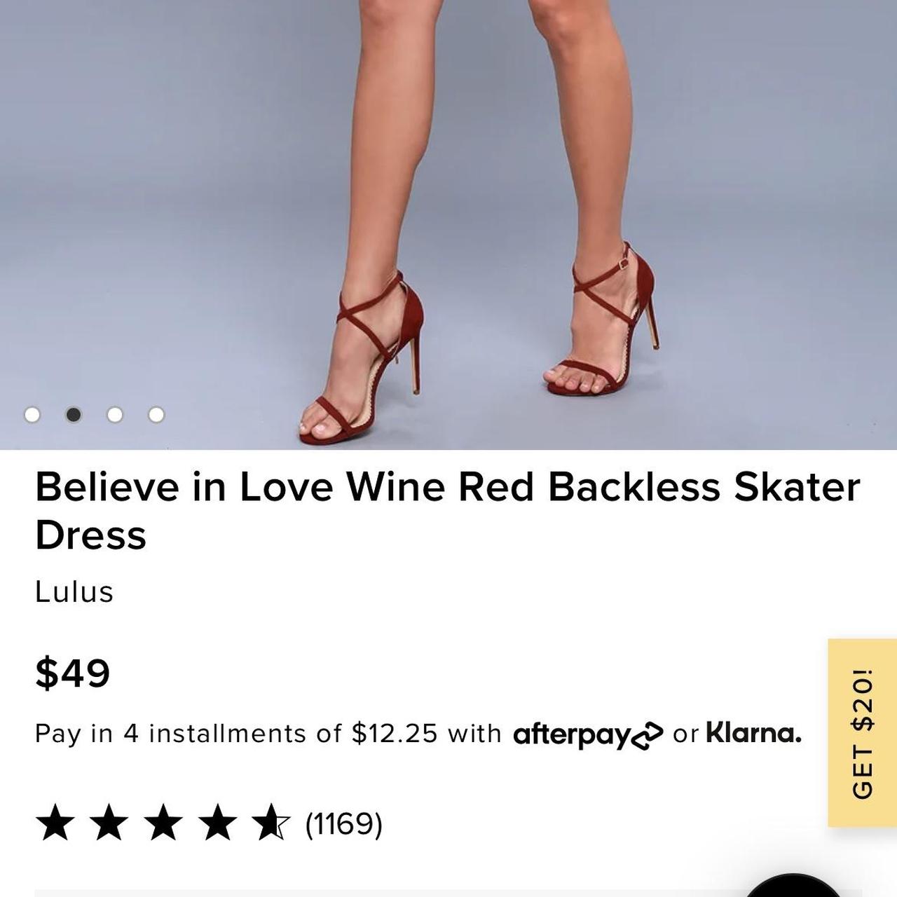 Believe in love wine red backless skater dress sale