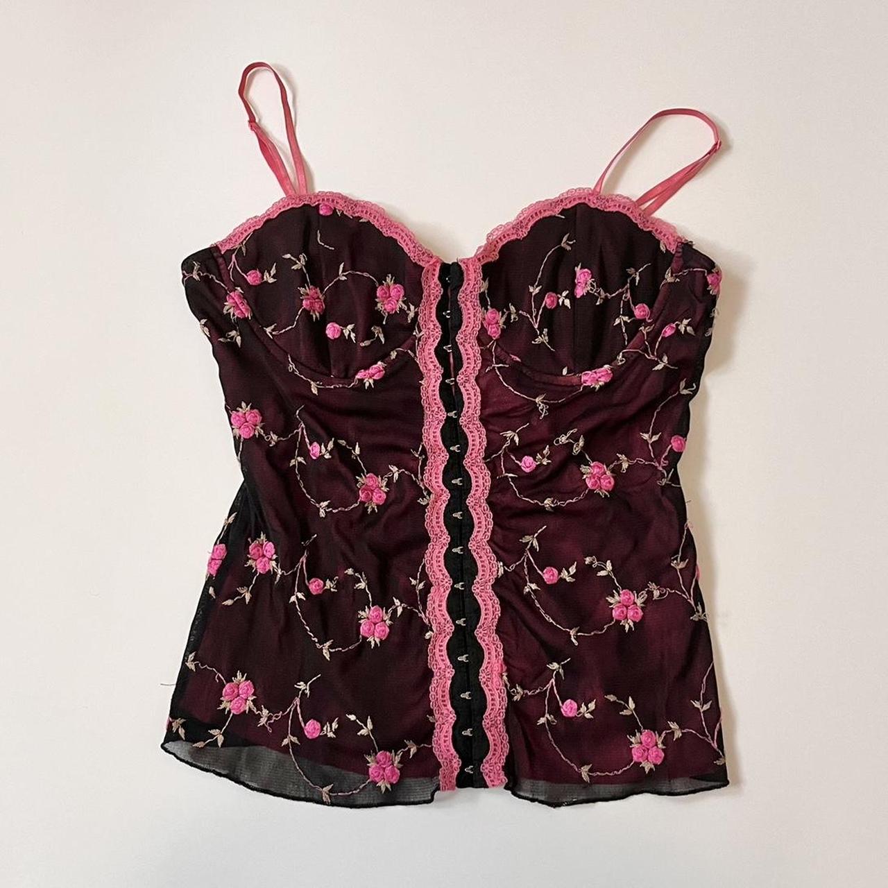 Y2k floral mesh corset cami top Beautiful... Depop