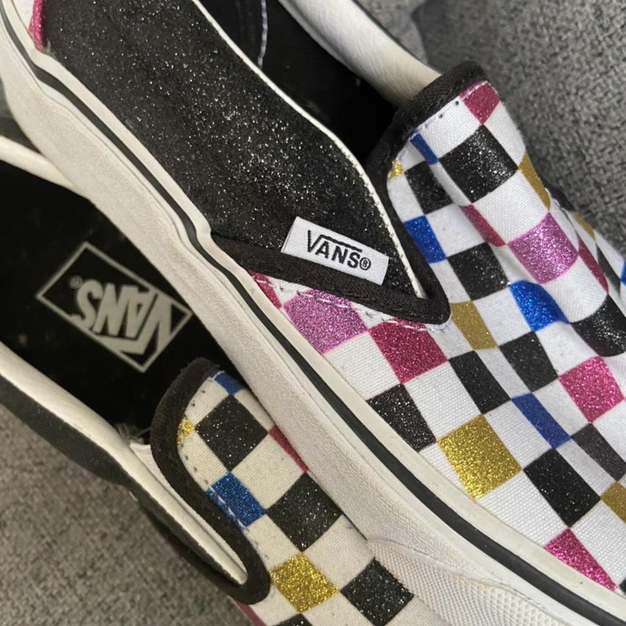 checkered sparkly vans