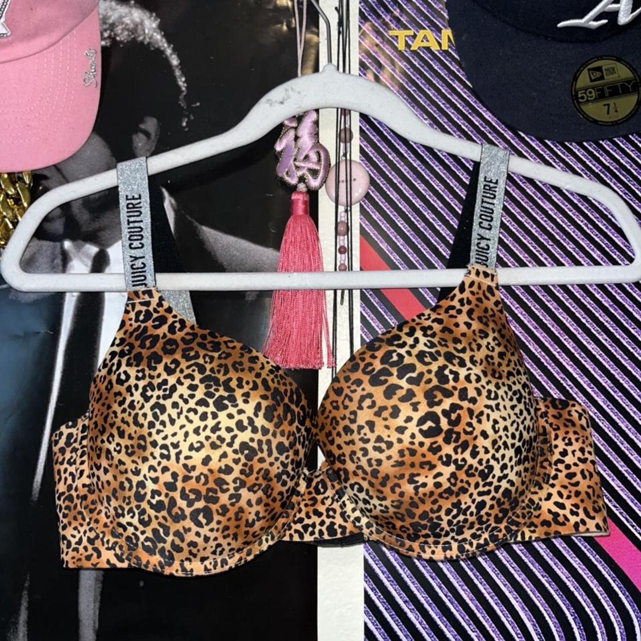 leopard print juicy couture push-up bra, stretchy - Depop
