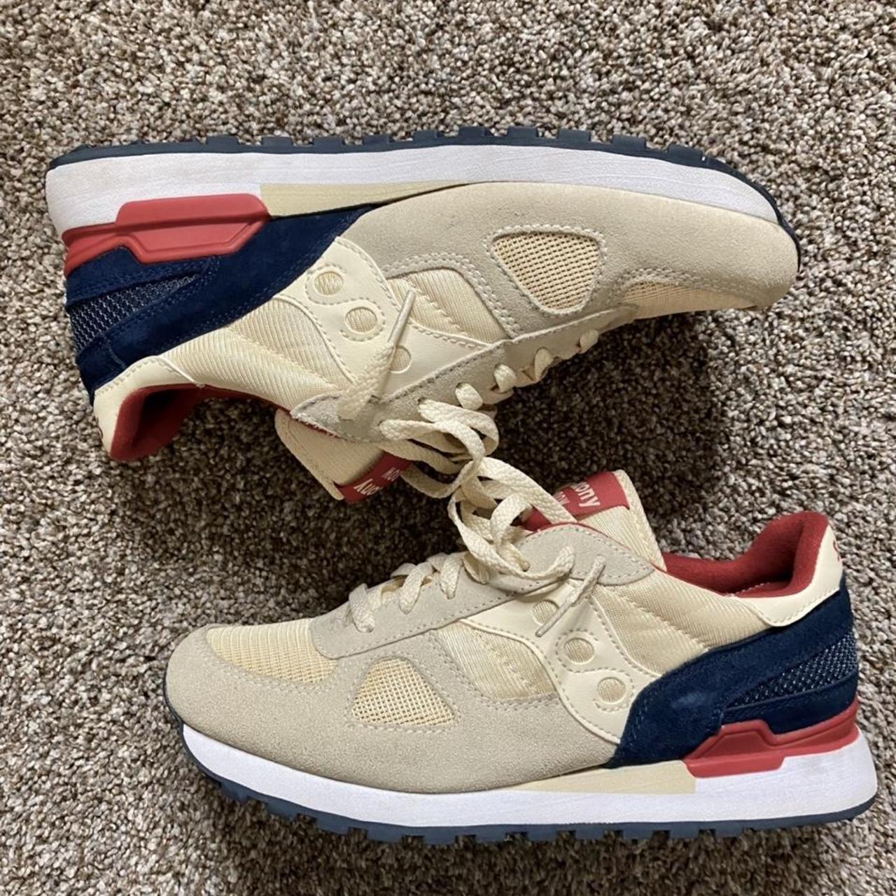 Saucony Shadow Original Cream Navy Red Size 9.5. Depop