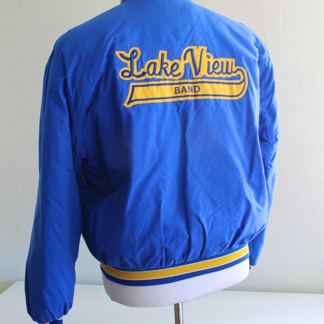 1980’s Blue Varsity School Jacket with Patches L… - Depop