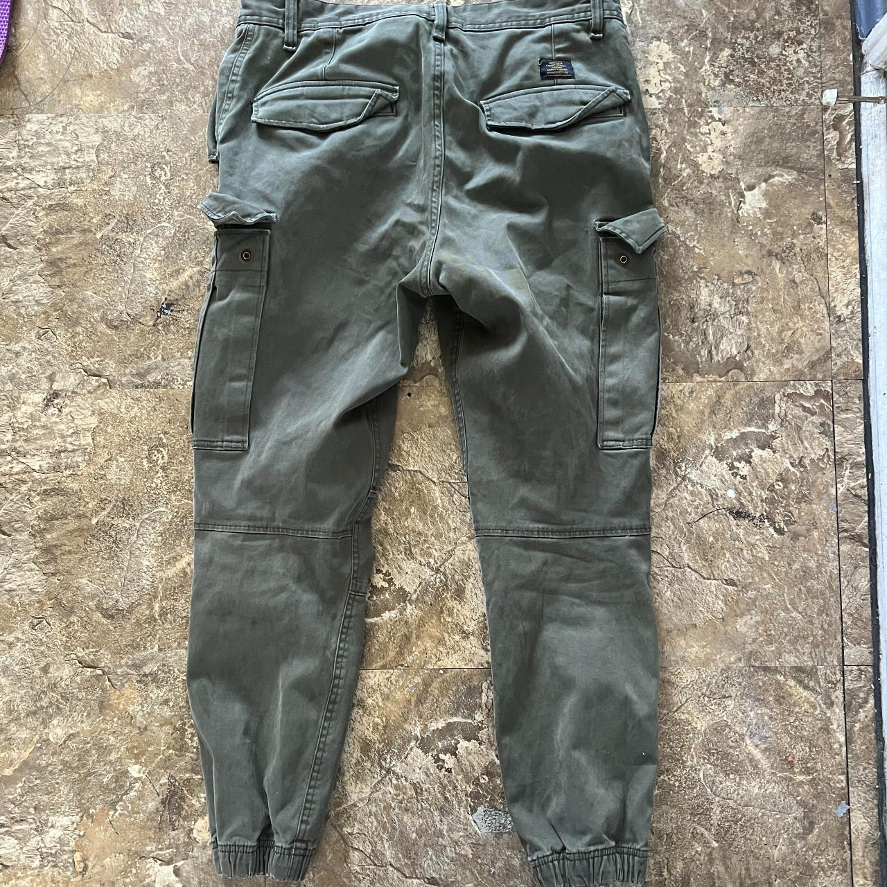 Green H&M Cargo Pants with scrunched button. (Small... - Depop