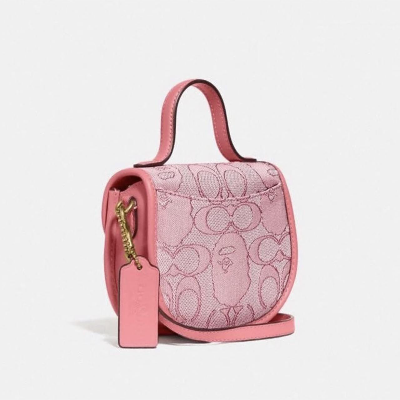 Bape x coach mini top handle saddle bag in pink... - Depop