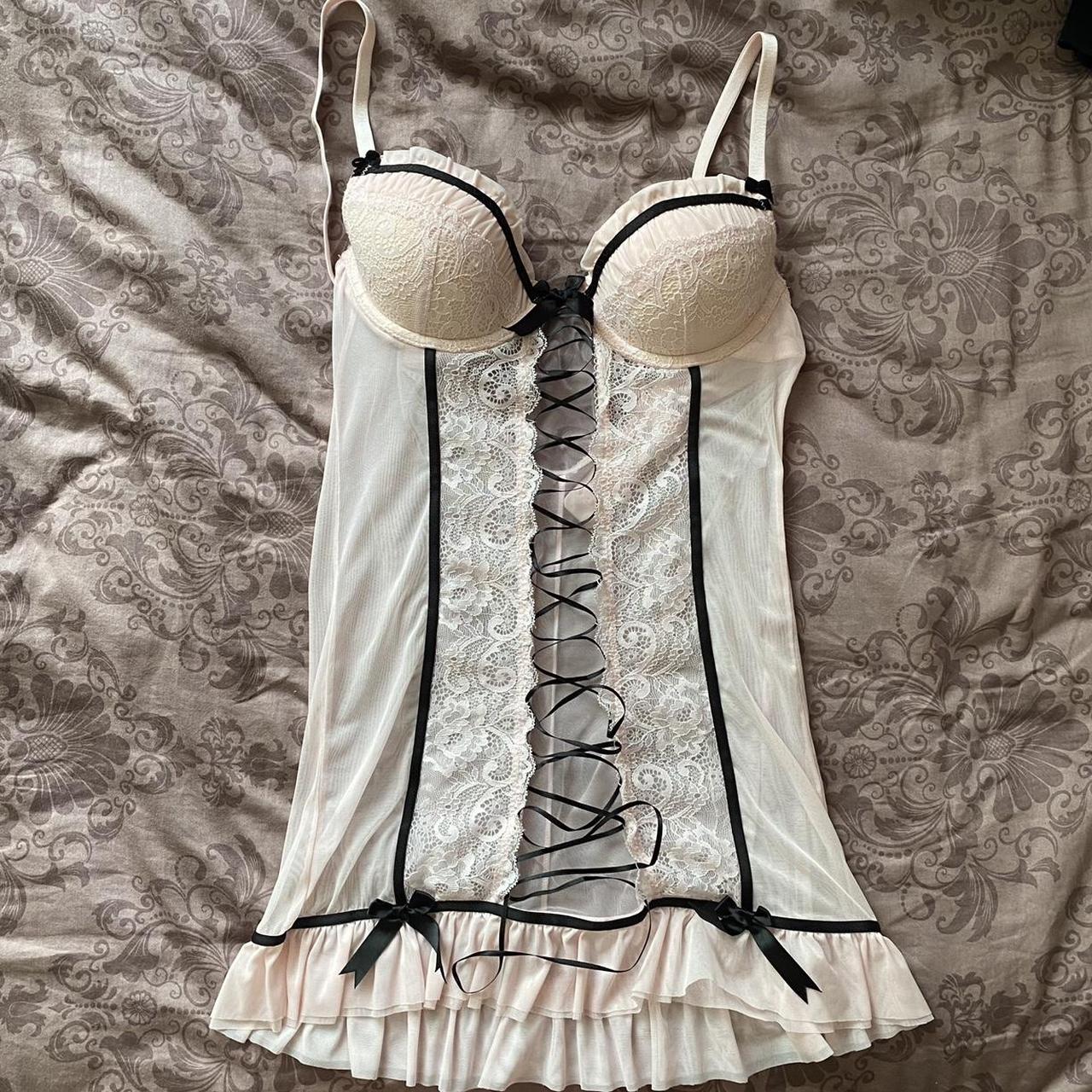 Baby pink babydoll lace corset top {perfect... Depop