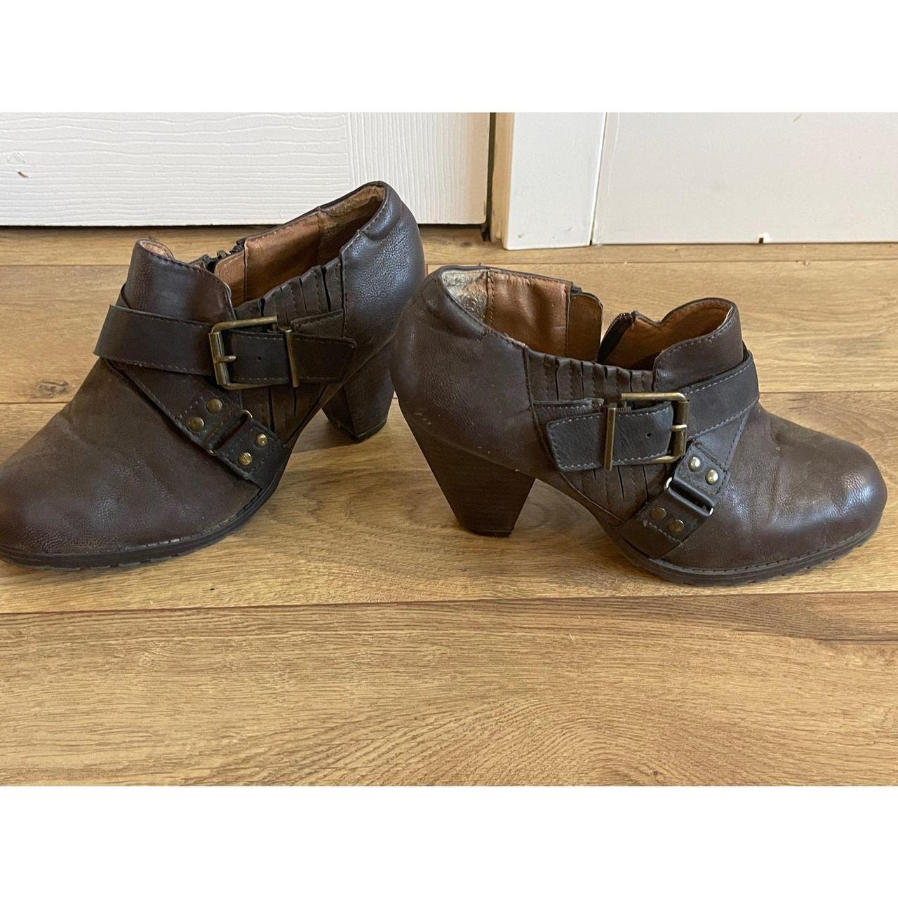Crown Vintage bonnie bell boot Brown neutral bootie... - Depop