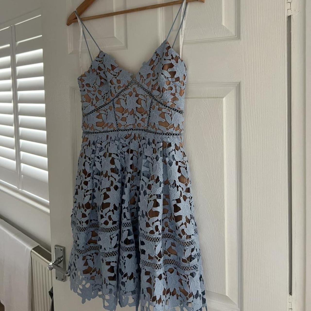 FLANNELS PALE BLUE MIDI SELF PORTRAIT... Depop