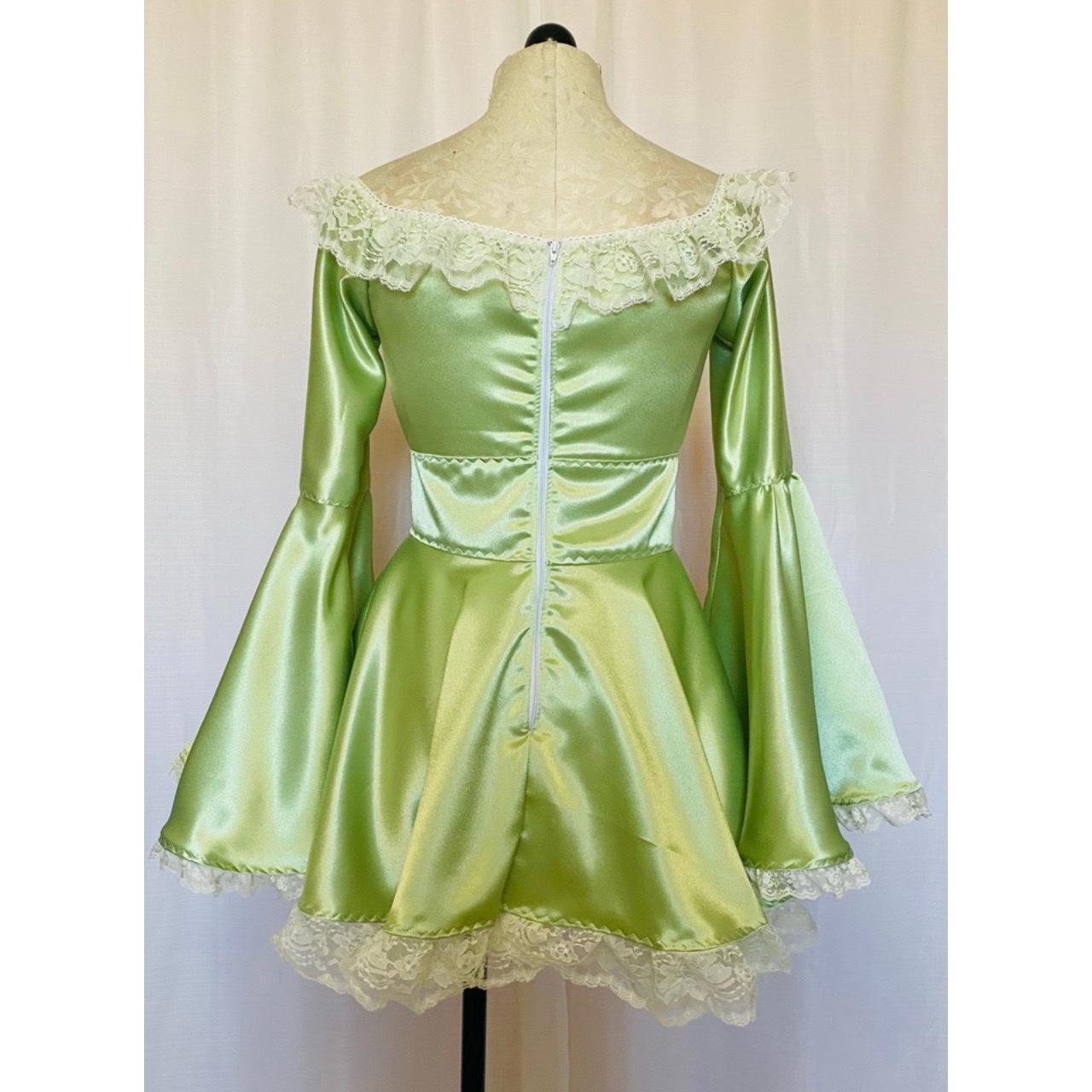 Women's Green and Cream Dress Depop