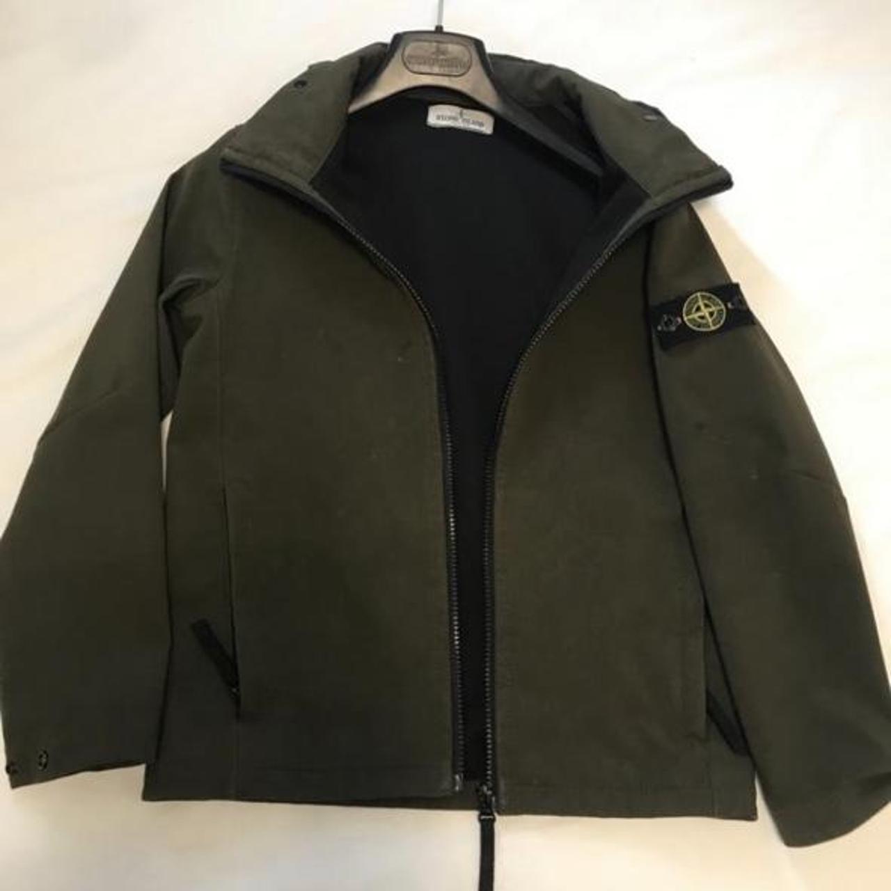 Green stone island jacket age 12 - Depop