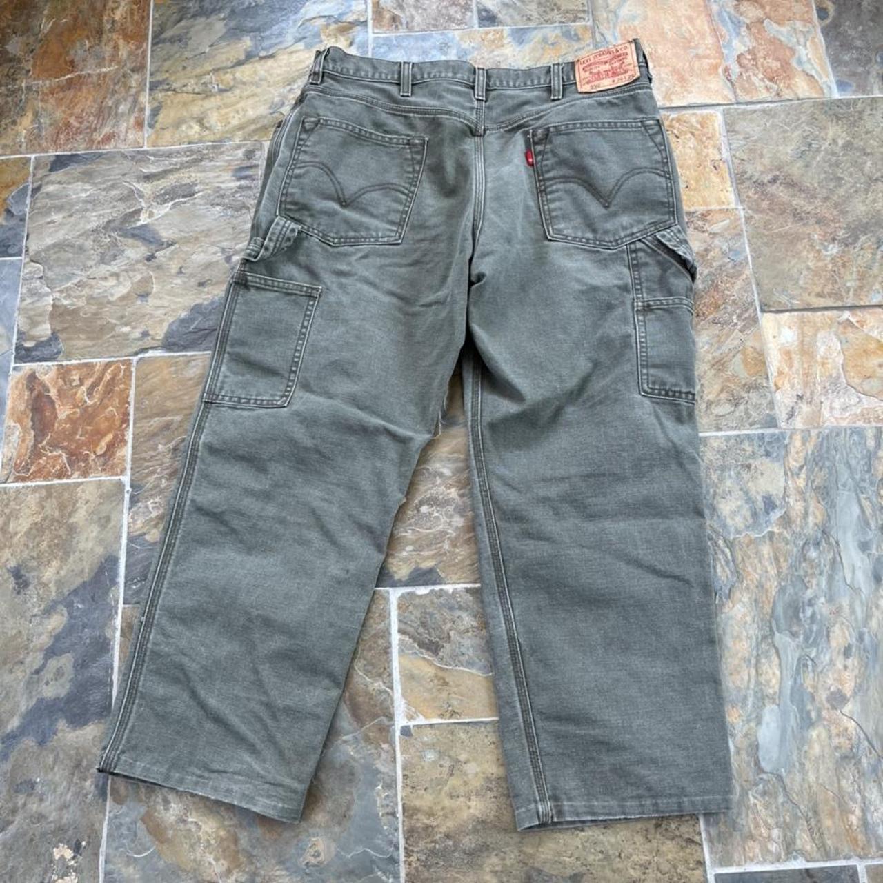 Levi’s green carpenter pants 36”W 29”L small stain... - Depop