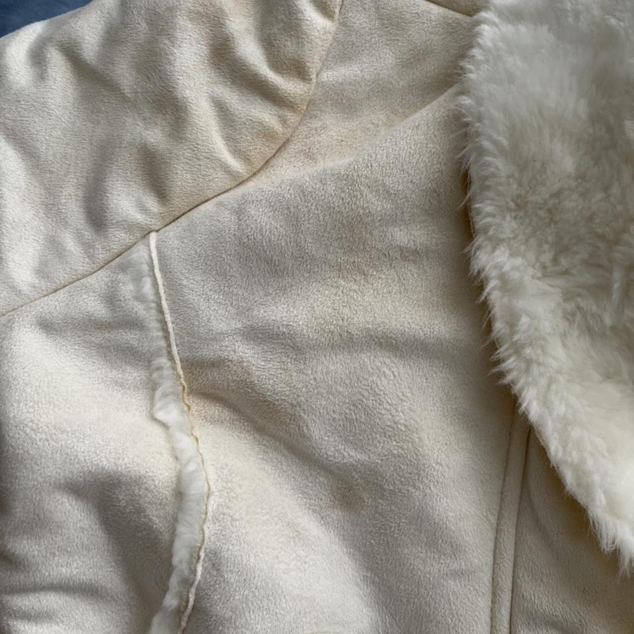 White / creme Afghan coat the outside is suede and... - Depop