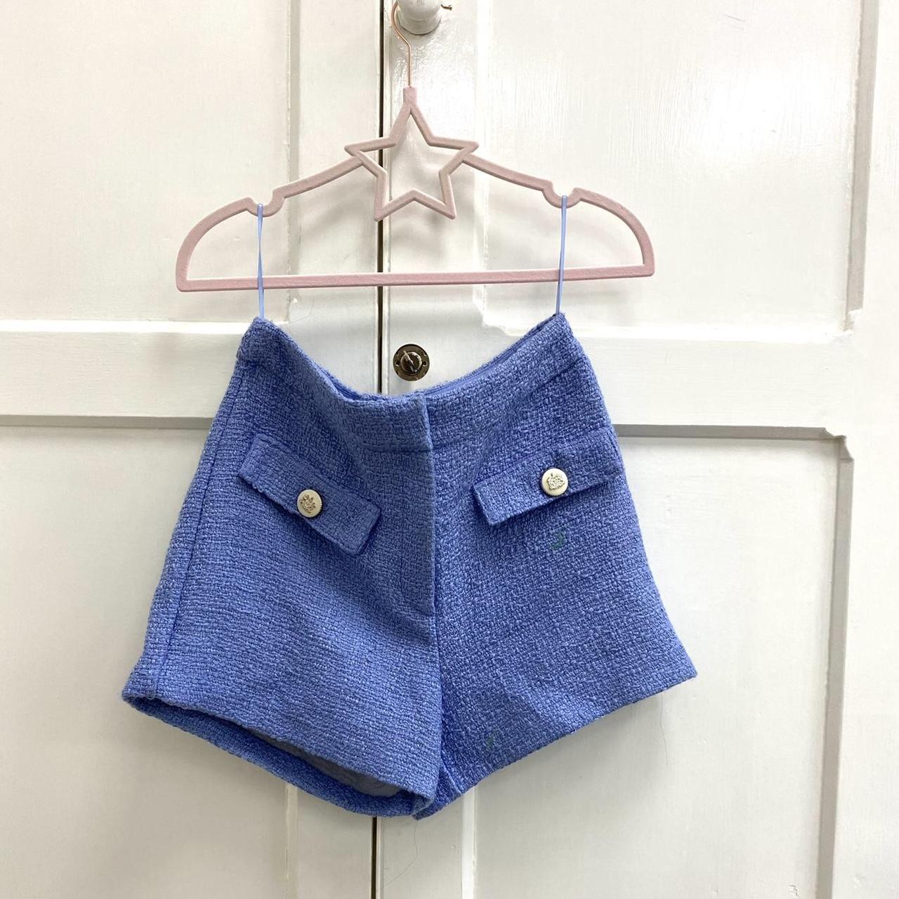 River island Boucle shorts Powder blue Size... Depop