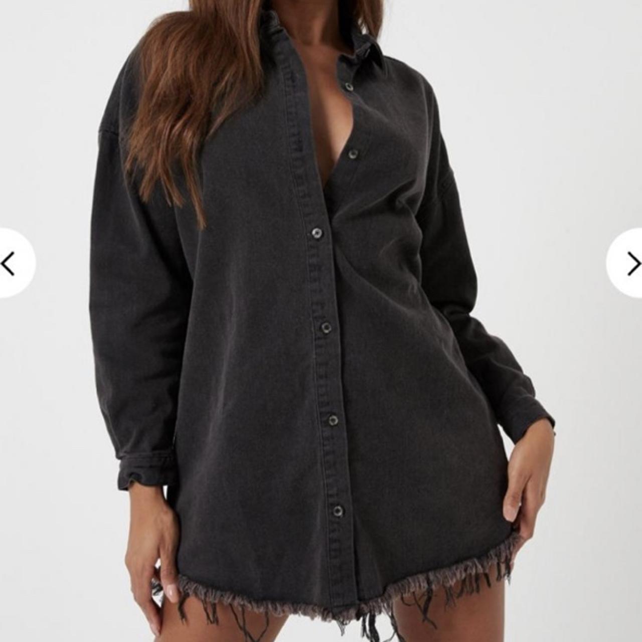 Missguided black denim dress best sale