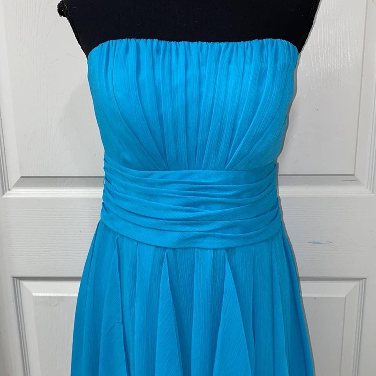 David s Bridal Blue Strapless Dress Zipper Closure Depop