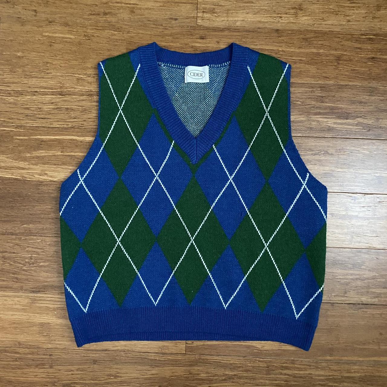 green and white sweater vest