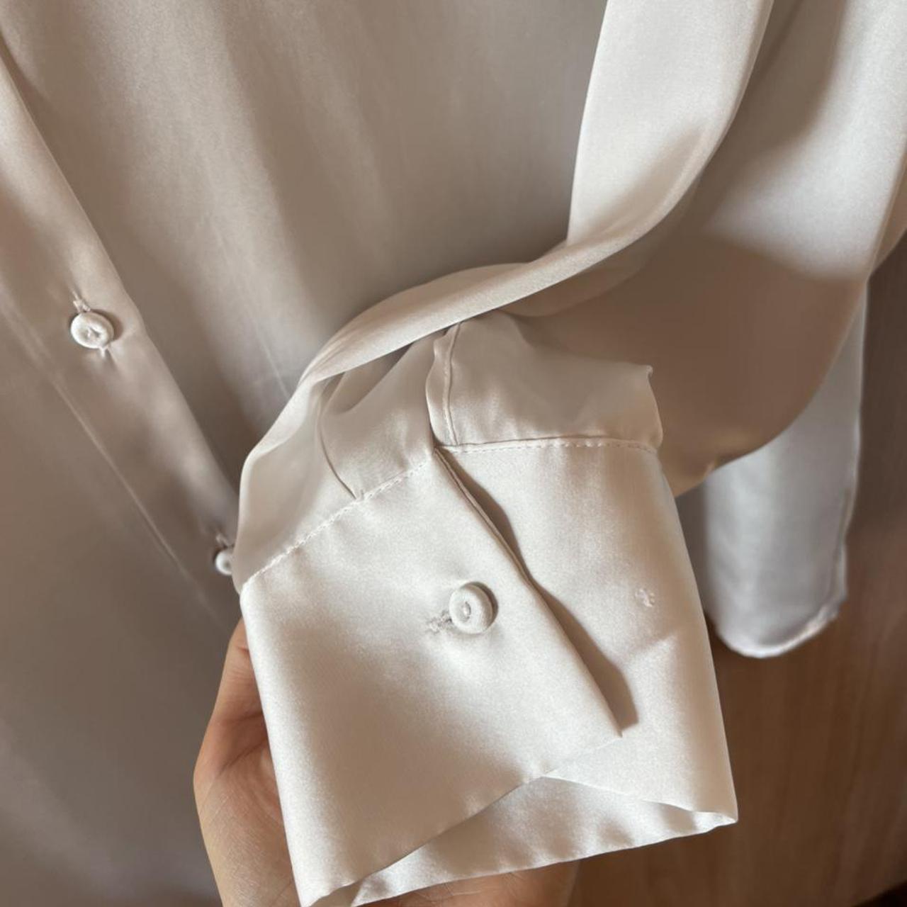 Camicia Bianca In Twill Di Cotone Con Collo Italiano - Foto 4