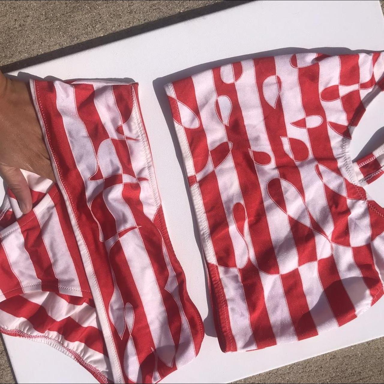 Solid & Striped Women's Red and White Bikinisandtankinisets Depop