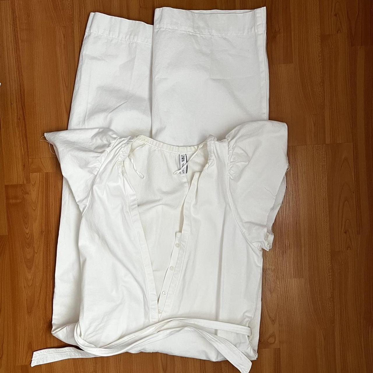 Zara Women's White Jumpsuit Depop