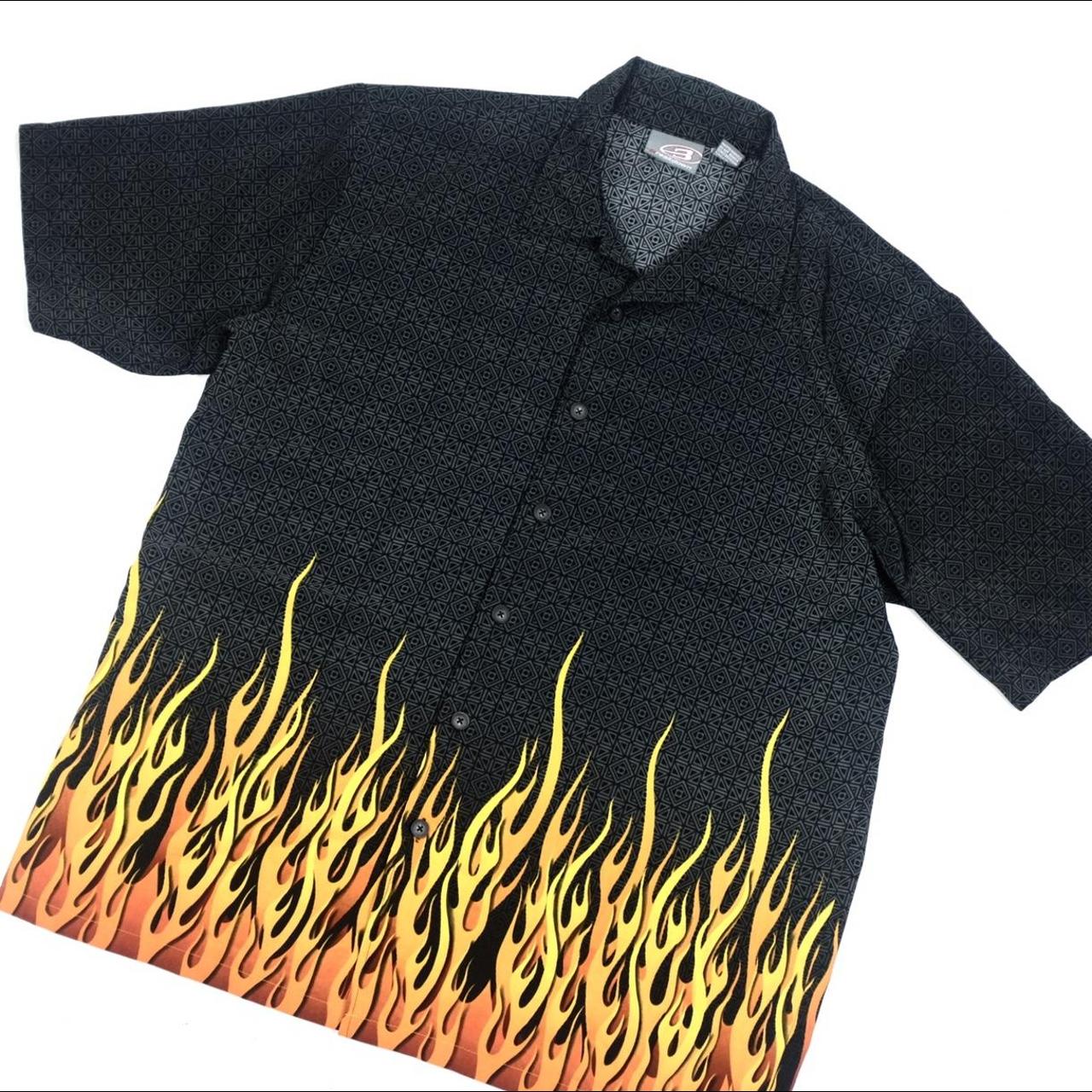 Vintage Y2K fire flame shirt. Flame pattern.... - Depop