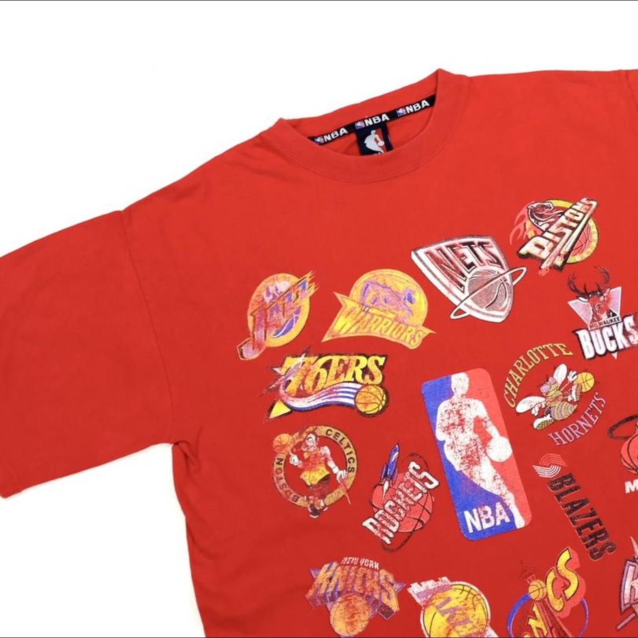 Vintage NBA print t-shirt. NBA teams logo t-shirt.... - Depop