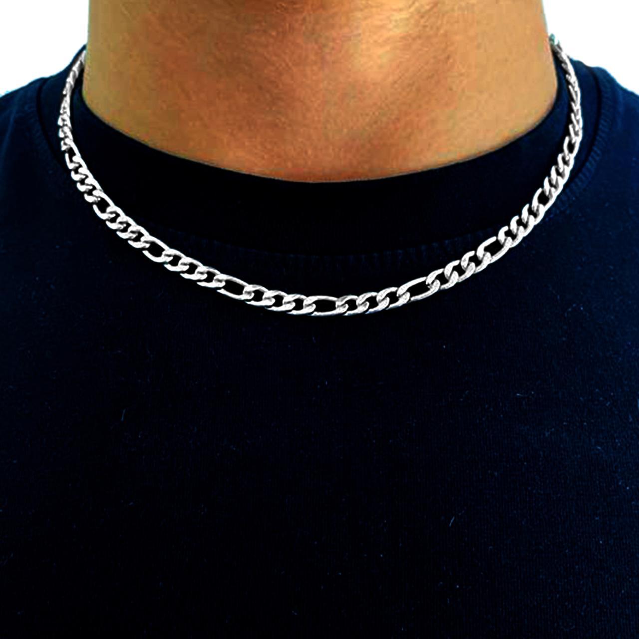 The Silver Figaro Chain Length 50cm Or 55cm Depop