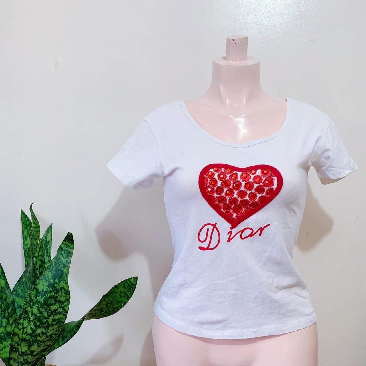 【レア】Christian Dior ハートTシャツ Vintage christian dior vintage baby tee heart and | Depop