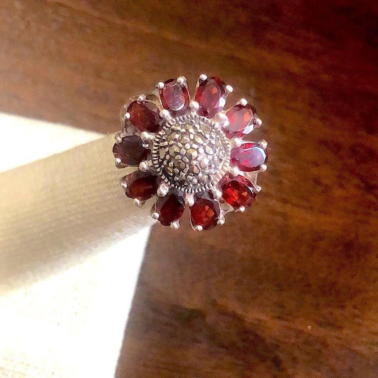 Vintage Garnet Marcasite Sterling Ring popular