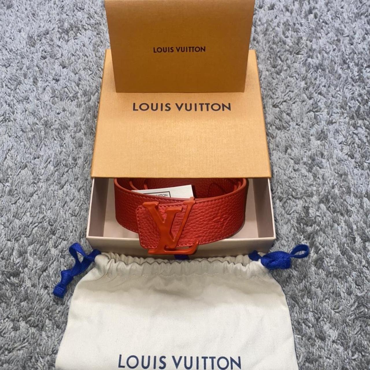 Louis Vuitton Red Initials Shape Monogram 44MM Belt - Depop
