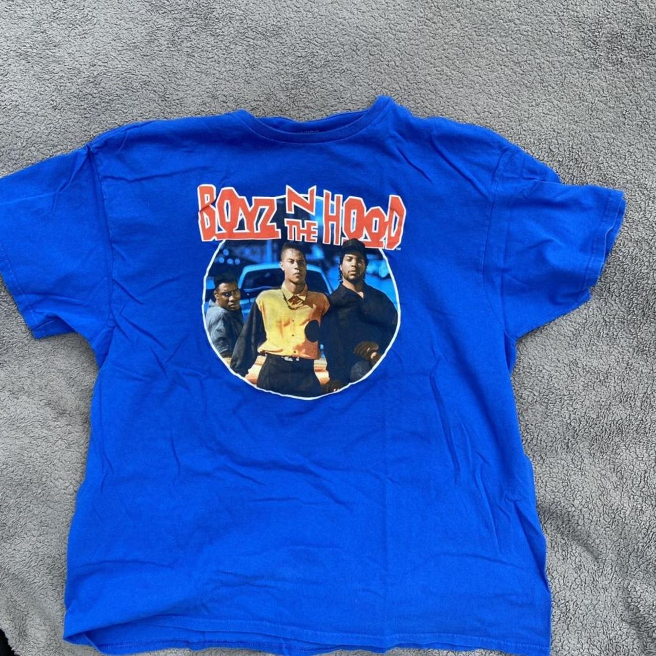 Hybrid Apparel Men's Blue and Red T-shirt