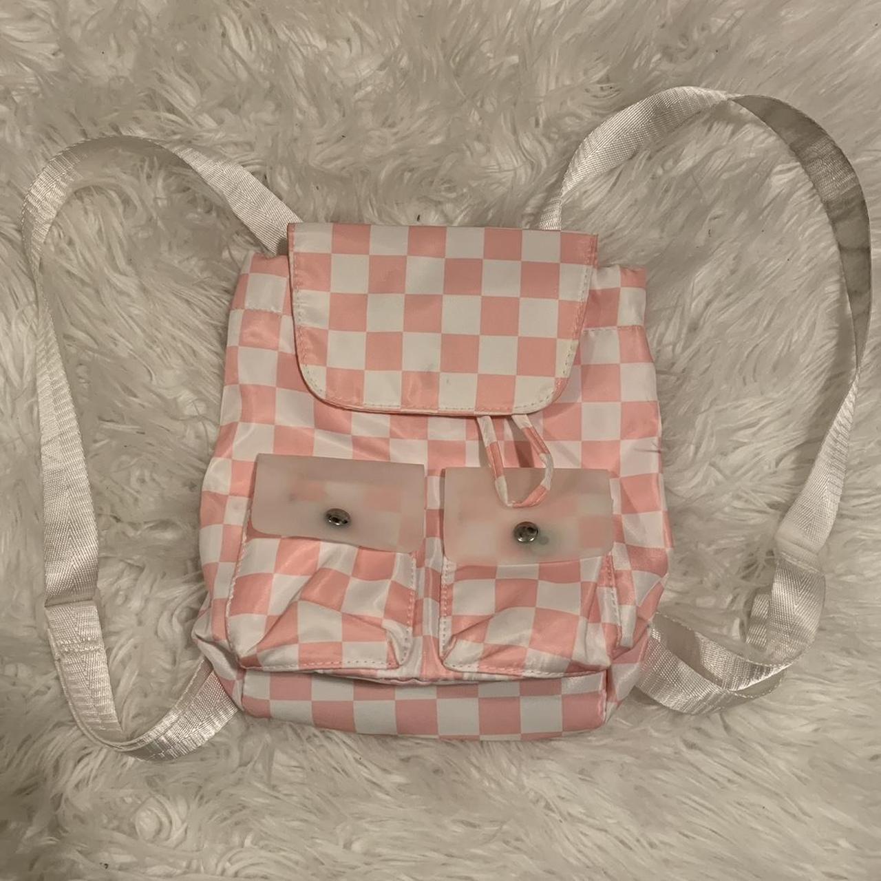 Super cute Pink mini backpack, has a colorful heart - Depop