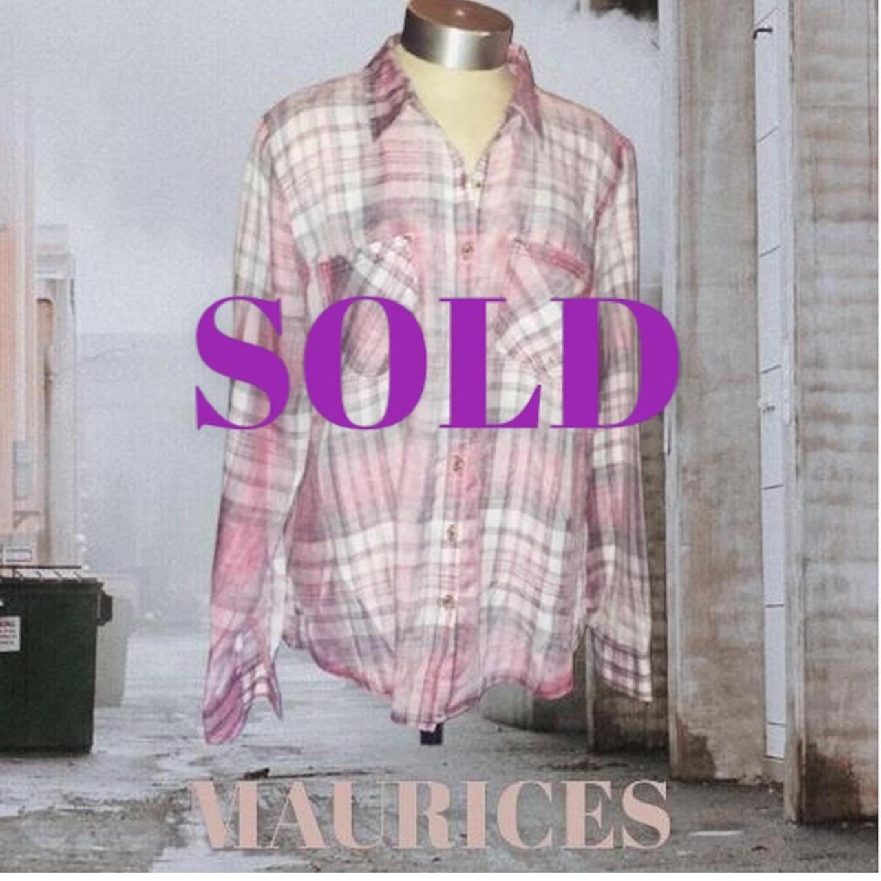 Maurices Pastel Pink Plaid Flannel Shirt, size... - Depop