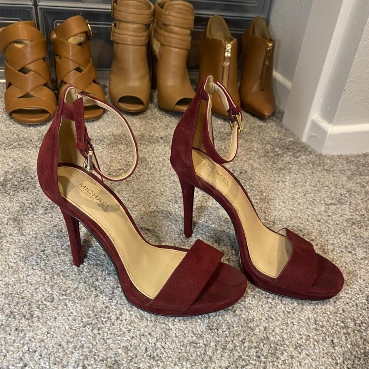 Strappy maroon sale heels