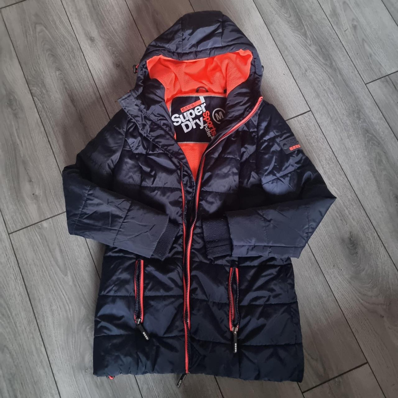 Superdry Sports Puffer Jacket Size Medium Navy and... Depop