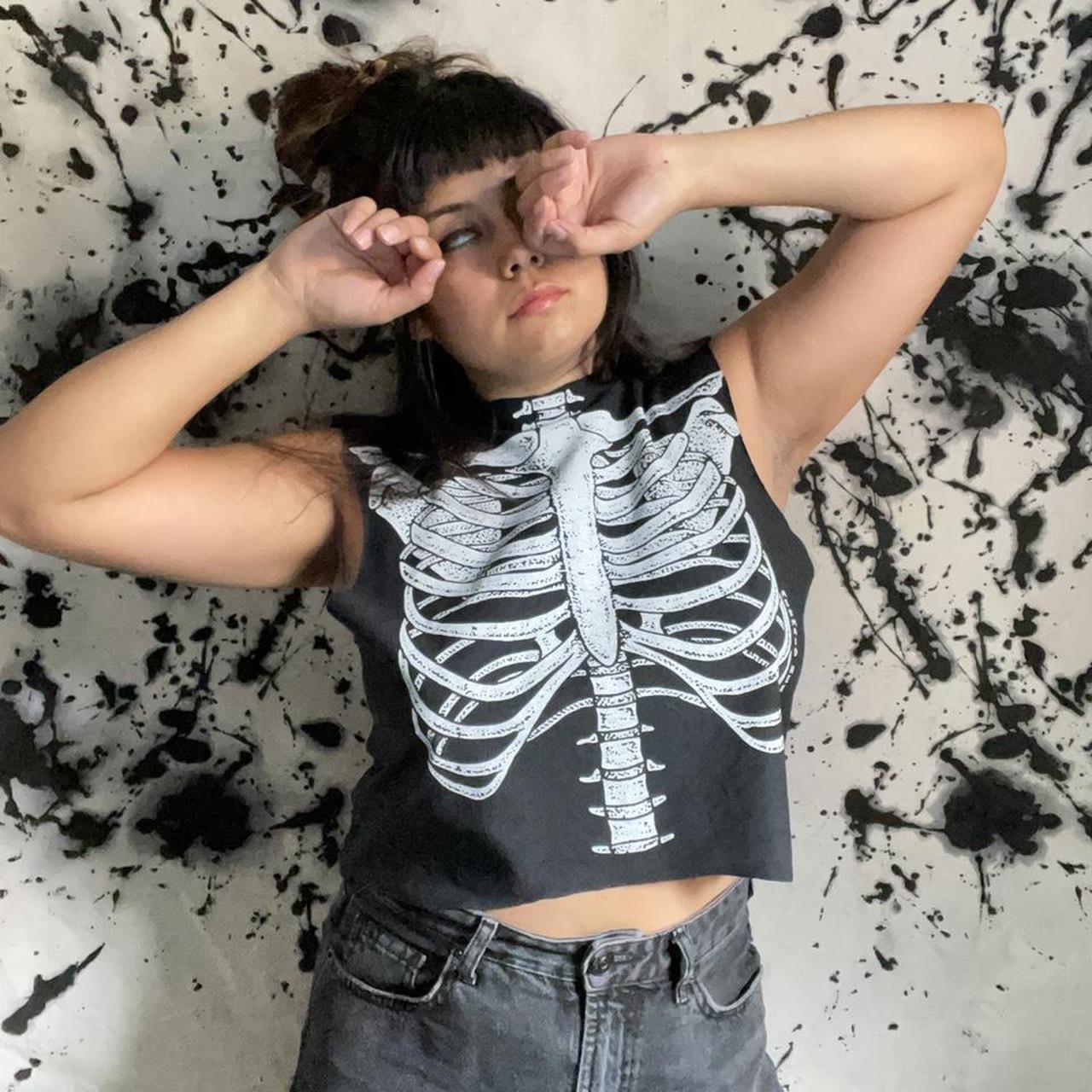 Hand Made Skeleton Top Printed On Organic Cotton Depop