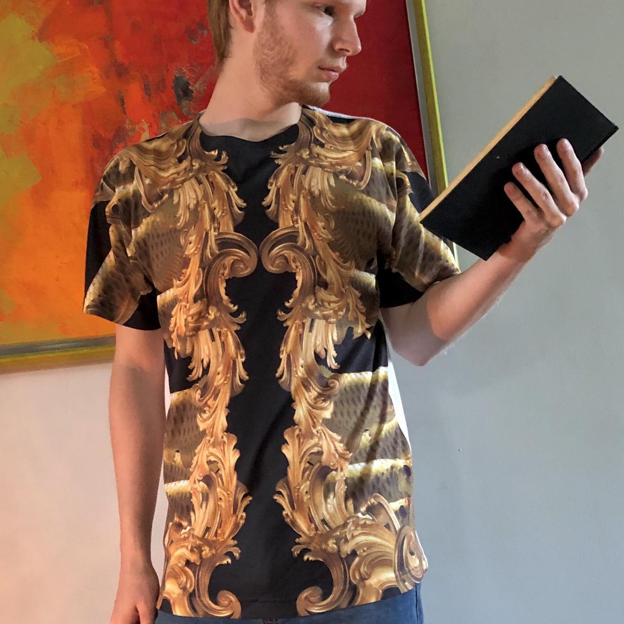 Versace gold Graphic T Size: L Brand: Versace... - Depop