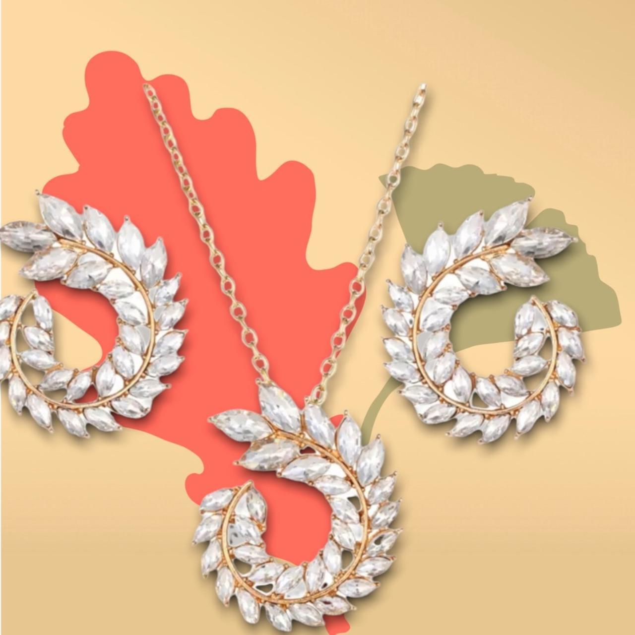 2pcs Set Zircon Olive Branch Earrings 4.2CM and... Depop