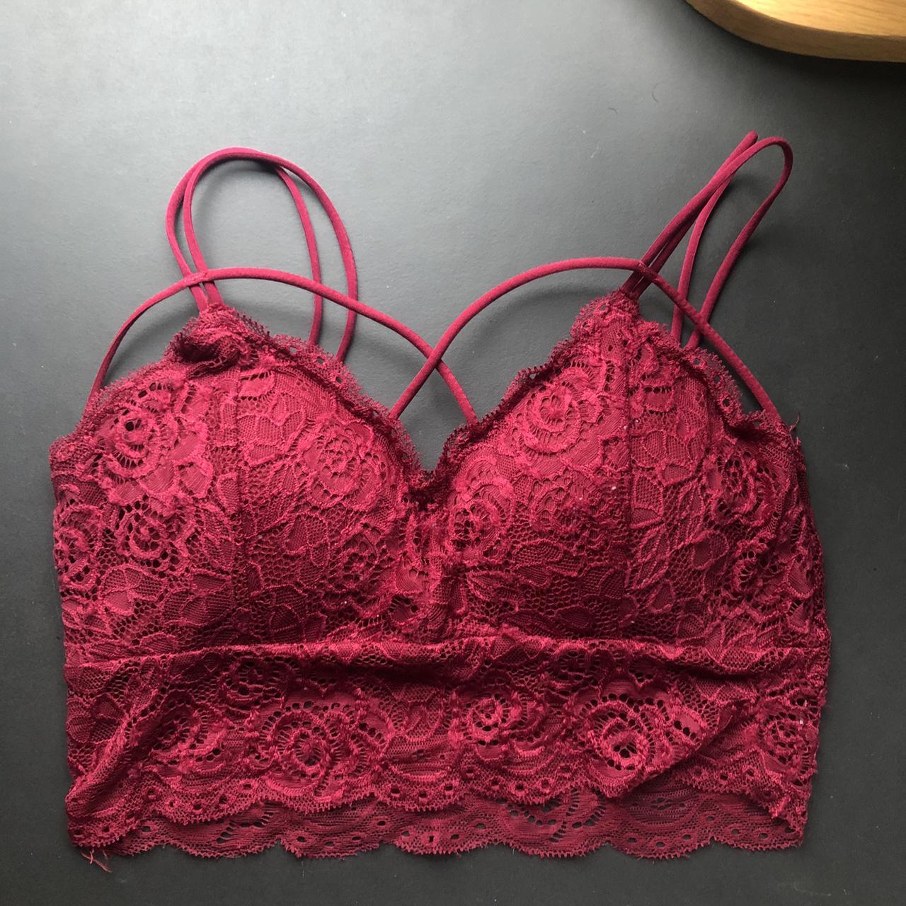 Burgundy Bralette with padding inside Would fit a... - Depop